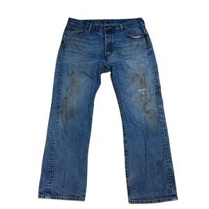 Vintage Levi’s 501 Red Tag Well Worn Denim Blue Mens Jeans size 36/30